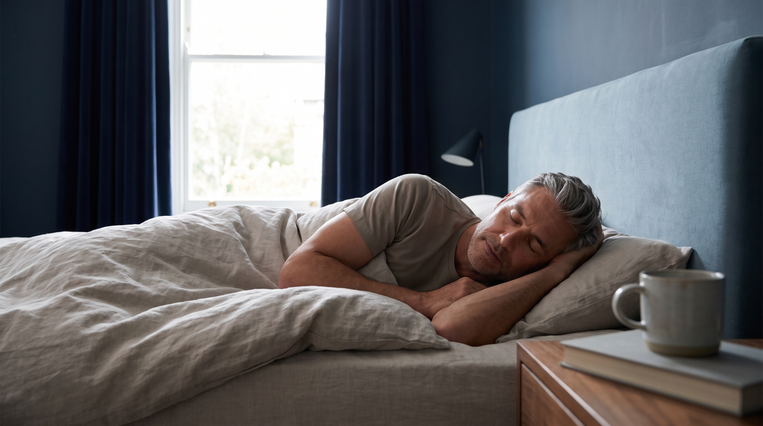 Homme dormant sans masque, apnée du sommeil sans CPAP